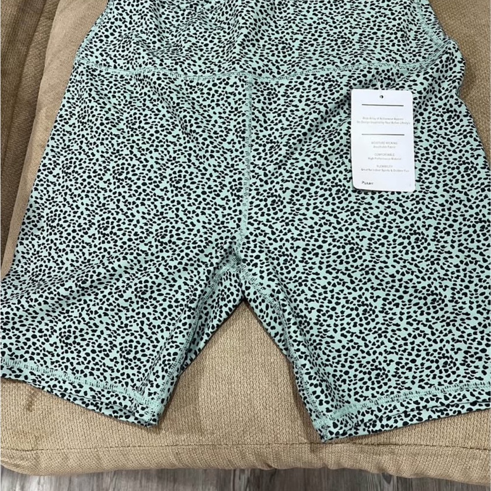 NWT Women's Athletic Shorts - Mint Green Leopard Print